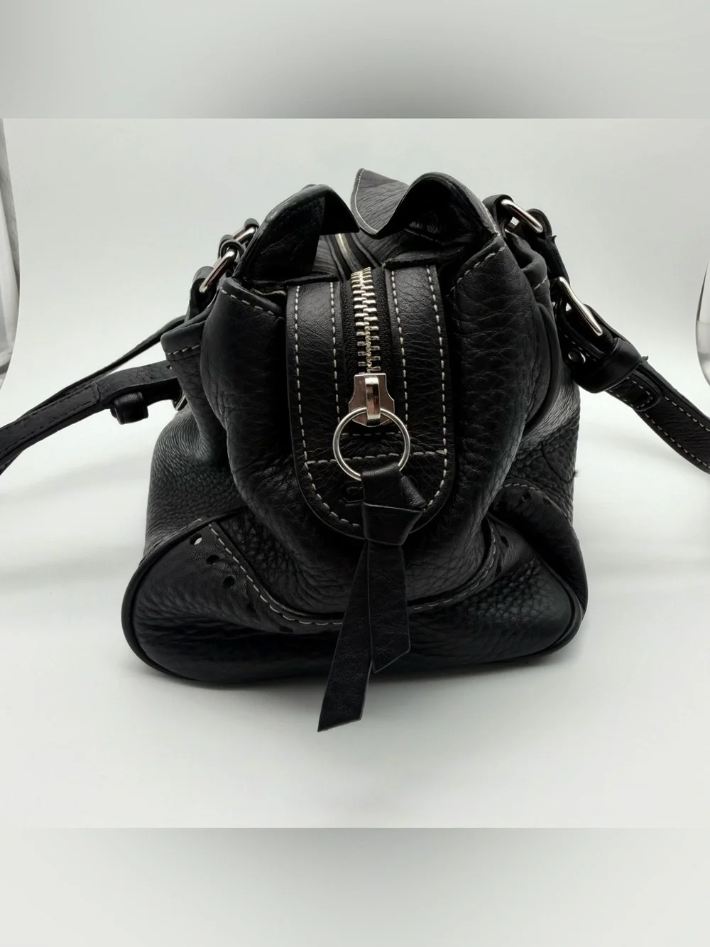 COACH Hampton Black Pebbled Leather Handbag Shoulder Bag Y2K Vintage